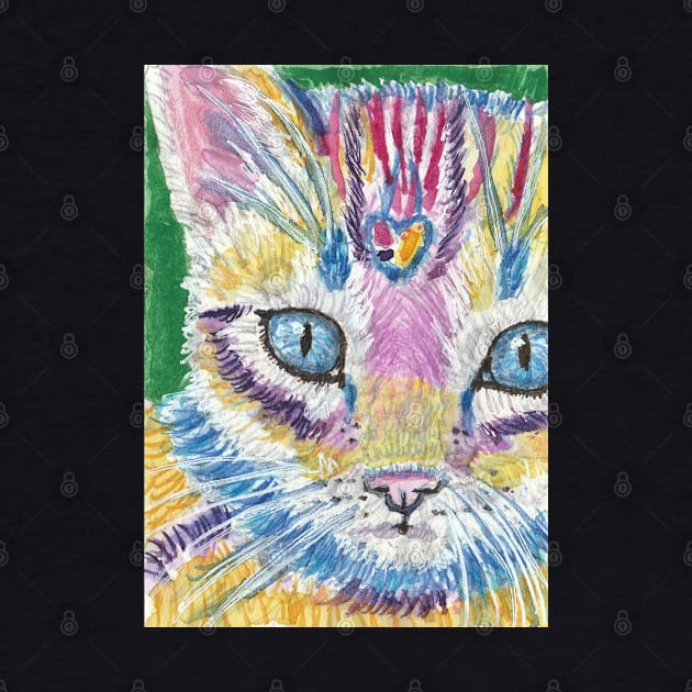 Colorful kitten cat by SamsArtworks